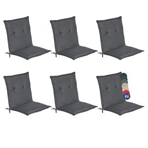 Beautissu Coussins de Jardin de Chaise Loft NL Gris Graphite Set de 6-100x50x6cm &ndash; Coussin Exterieur Jardin &eacute;pais & Confortable &ndash; Coussin Dossier Bas (Brandvin, neuf)