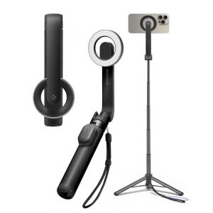 Spigen Perche à Selfie Wondersnap MagFit S571W Trépied Smartphone Bâton Selfie Portable Télescopique pour iPhone, Galaxy, Pixel, Xiaomi, Huawei, GoPro - Noir (Spigen EU, neuf)