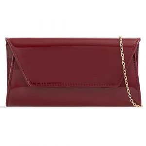 UShopUK Sac à main élégant en cuir verni pour mariage, bal de fin d'année, soirée, bordeaux, medium (Fi9 Trading, neuf)
