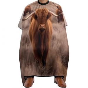 antistatique Cape de Coupe de Cheveux, Bovins des Highlands en hiver, Tablier de Barbier universelle Cape de Coiffure pour Salon Couper Hommes (dfshsxcvh, neuf)