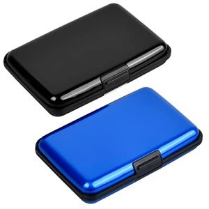 Jinlaili Porte Carte de Visite 2 pi&egrave;ces Noir et Bleu &Eacute;tui pour Cartes de Visite en Aluminium Protection Carte Bancaire RFID Efficace &eacute;tui de Protection pour nom Carte d'identit&eacute; pour Carte de cr&eacute;dit (cloubrigh, neuf)