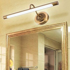 SFOXI Vintage Lampe pour Miroir LED Salle de Bains Lampe Armoire Miroir Applique Murale Int&eacute;rieure Moderne Luminaire Salle de Bain pour Miroir Armoir Tableau Toilette Meuble,Laiton,10W/55.5CM (zhengshenriyong, neuf)