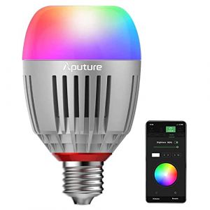 Aputure Accent B7C Ampoules LED Intelligentes 7W RGBWW, TLCI 96+ CRI 95+ 2,000-10,000K Réglable 0-100% Gradation Progressive CCT/HSI/FX Mode Contrôle par App Sidus Link, Batterie Intégrée, AC Power (Aputure Official Shop, neuf)