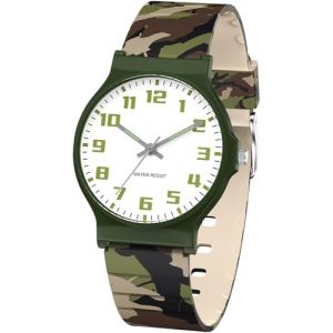SOCICO Montre analogique pour Enfants, Montre Sportive étanche 30m pour 5-16 Ans, Montre Enfant Facile à Lire, Cadeau d'anniversaire pour Enfant, Cadeau de Noël (Camouflage Jungle) (HongDa EU, neuf)