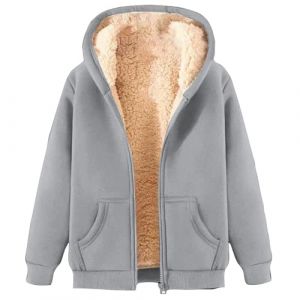 Veste Polaire Femme, Polaire Femme Veste Hiver Chaude Sweats Manteau &agrave; Capuche Zipp&eacute; Laine &eacute;Pais Souple Blousons Fourrure Hooded Coat Manche Longue Cardigan Casual Mode Hiver Chaude Outerwear (Geyunxue, neuf)