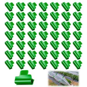 Quesuc Serre Film Pinces Fixations,50 Pièces Pinces De Serre Vert,Clip Cerceau Tunnel De Filet En Plastique,Pinces Fixations Pour Serre Pour Support D'Extension De Plantes,Cadre,Abris (Quesuc EU, neuf)