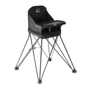 Chaise haute Deryan Pop 'N Sit &ndash; Chaise haute pliable avec si&egrave;ge cavalier &ndash; L&eacute;g&egrave;re et stable &ndash; Avec plateau &ndash; Lavable &ndash; Noir (Deryan, neuf)