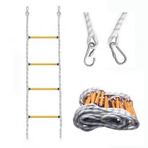 NEWFUN Echelle De Corde,15m &Eacute;chelle De S&eacute;curit&eacute; Difficilement Inflammable avec Mousquetons,Fire Rescue Ladders with 2 Hooks,&Eacute;chelle de Corde de Secours d'urgence pour fen&ecirc;tre et Balcon, 200 kg (guangfanouzhou, neuf)