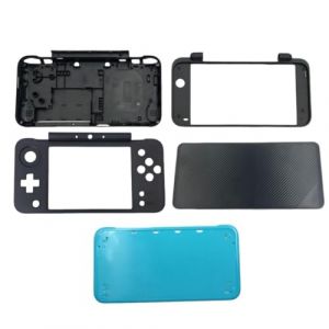 Hzxkqmil Kit de Coque de Rechange Couvercle du Bo&icirc;tier pour Nintendo New 2DS XL/New 2DS LL Console, Plaque Frontale DIY Cadre Sup&eacute;rieur Plaques Inf&eacute;rieures (Noir + Bleu) (XKQwalmon, neuf)