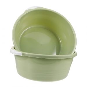 PartyKindom 2 Pièces Bassin en plastique lavé lavage bassins lavabo vasque ronde bol de pédicure seau de trempage des pieds bassine en plastique polyvalente seau de bain à pied Vert (Brushira, neuf)