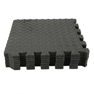 Tapis de Sport de Sol Salle de Fitness, Dalles en Mousse sans BPA, Tapis Sport fitness Tapis de Protection Antid&eacute;rapant pour Salle de Gym, Fitness, Sol de Sport, Garage (30x30cm - Noir 32 Tapis) (hlang EU, neuf)