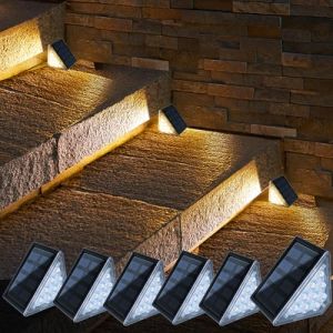 CILIENG Lampes Solaires D'escalier D'extérieur Blanc Chaud, IP67 Étanches Eclairage de Marche à LED Lampe Solaire, Lampe Solaire Exterieur Décoration pour Escalier Pont Marches, 6 paquets (CILIENG, neuf)