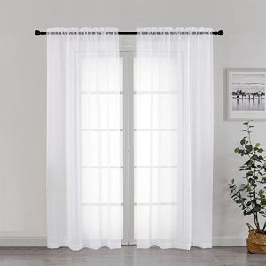 Chyhomenyc Lot de 2 rideaux transparents blancs de 183 cm de long, filtrant la lumière, double passe-tringle, rideaux de fenêtre pour porte française, chambre à coucher, salon et chambre d'enfant, 106 (Fast Media Ships From USA, neuf)