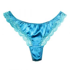 SilRiver Sous-vêtements sexy en satin de soie pour femme - Culotte string et dos en T, Turquoise., XL (SilRiver EU, neuf)