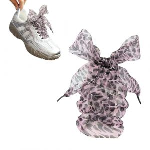 ZORVUJI Lacets Satin Fantaisie 1 Paire Lacets Léopard Femme Basket – Lacet Ruban Satin pour Adultes & Enfants Patins, Chaussures de Tennis, Baskets (rose) (MiaoWL, neuf)