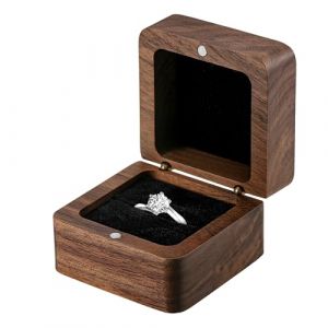 Starvortex Boite Bague en Bois Massif, 5.5x5.5x3.3cm, Marron, Bague de Mariage Personnalis&eacute;e Vintage &Eacute;l&eacute;gante, Boite Alliance Mariage avec Fente Unique (Starvortex EU, neuf)