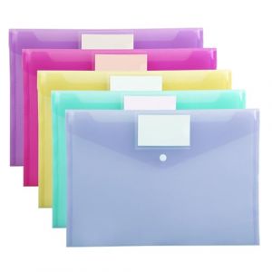 Pochette Plastique A4 &Eacute;tanches &ndash; Lot de 20 &ndash; Fermeture &agrave; Pression &ndash; Avec &Eacute;tiquettes &ndash; Pochette Transparente Multicolore &ndash; Document Plastique pour Bureau &Eacute;cole Rangement A4 (MARNICOL, neuf)