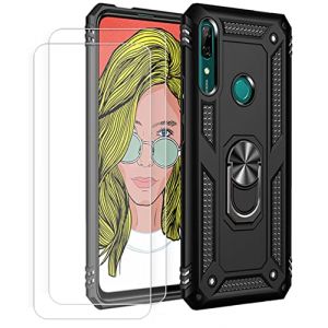 JOYTAG kompatibel Coque Huawei P Smart Z,Etui + Verre Trempé[2 Pièces] magnétique Support Armure Robuste Antichoc Silicone TPU 360 degré Cas de téléphone de Voiture Bumper-Noir (Joytag, neuf)