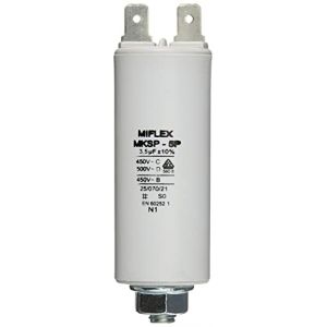 Miflex Condensateur de démarrage Condensateur Moteur 3,5 µF 450 V 25 x 58 mm connecteur M8 3,5 µF (IT-Tronics GmbH, neuf)