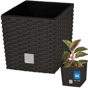KOTARBAU® Pot De Fleur Carré De 6,8L avec Insert | Pot en Plastique Couleur Umbra | Pot Intérieur | Pot De Jardin À Texture De Rotin | avec Cache-Pot Extérieur | Pot De Fleur Rectangulaire (KOTARBAU, neuf)