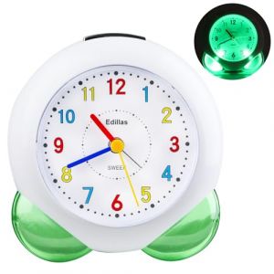 Réveil Enfants Filles Garcons Analogique sans tic-tac Réveil Lumineux avec Fonction Snooze Facile à Utiliser pour Chambre d'enfant Table de Chevet (Vert-103) (Yadelai, neuf)