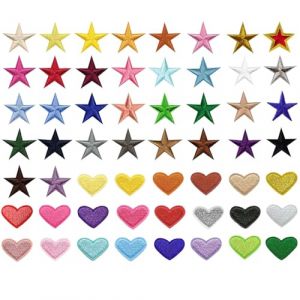 56 PCS Patch Thermocollant Vetement, Mini Écusson Thermocollant de Cœur, Patch Brodé de Étoiles, Thermocollant pour DIY Vêtement T-Shirt Jeans Sac à Dos pour Enfants et Adultes (havenlyh, neuf)