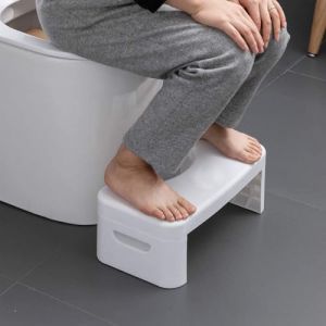 Tabouret de toilette pliable, marchepied de salle de bain, tabouret pliable pour déjections canines | Accessoires de salle de bain pour tous les âges | Repose-pieds pour position assise, blanc (zhengzhouluzhudianzishangwuyouxiangongsi, neuf)