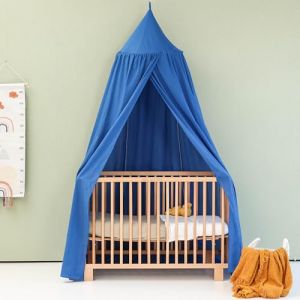 Ciel de Lit Bleu Enfant | Baldaquin Rond pour Chambre B&eacute;b&eacute; & Enfant | Moustiquaire pour Berceau, Lit ou Coin Lecture | D&eacute;coration de Chambre & Aire de Jeu (UB-STORE EU, neuf)