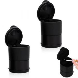 Cendrier Voiture, Cendrier Anti Odeur, Cendrier Portable, Cendrier de Voiture, Porte-gobelet Plastique Cendrier, pour Voiture, Maison, Bureau et Voyage, 2 PC, Noir (LIYANHO, neuf)