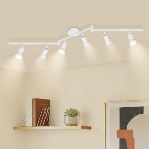 Ketom Plafonnier LED 6 Spots Blanc, &Eacute;clairage de Plafond GU10 Moderne, Barre de Spots, Lumiere Plafond Orientable Int&eacute;rieur pour Cuisine, Chambre, Salon, Couloir, Sans Ampoules (Ketom, neuf)