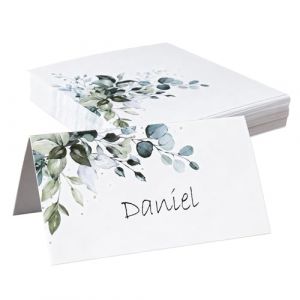 50Pcs Marque Place Mariage, Feuille Verte Porte Nom Table Bapt&ecirc;me Plan de Table Mariage Cartons Placement Marque Place Anniversaire Numero Carte de Table Pour Communion Festival F&ecirc;te Decoration 9x10CM (LIFEASY STORE, neuf)