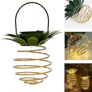 Lanterne solaire LED ananas – Lampe solaire Pineapple blanc chaud avec batterie – Lampe solaire de jardin (pb-versand, neuf)