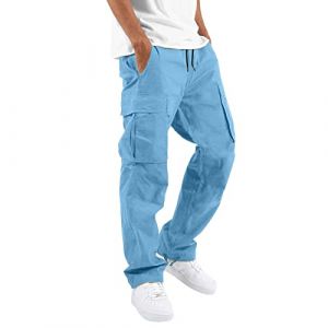 MEIYOUMK Homme Pantalon Lin Ete Grande Taille Pantalon Pantalon D'été Long Pantalon Décontracté en Lin D'été pour Homme avec Poches Taille Élastique Pantalons Été Hommes (jajd, neuf)