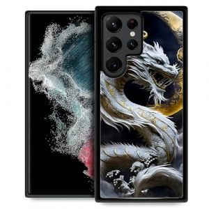 Compatible avec la Coque Samsung Galaxy S25 Ultra,Dragon Blanc Noir antid&eacute;rapant Anti-Collision et Anti-Choc Housse pour t&eacute;l&eacute;phone Portable avec Quatre Coins (hefeiyutangfangdianzishangwuyouxiangongsi, neuf)
