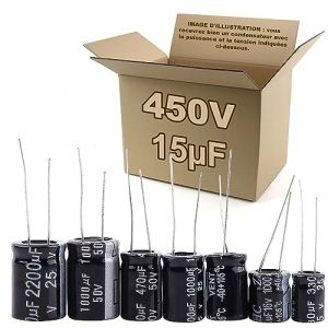 5 x CONDENSATEUR CHIMIQUE &Eacute;LECTROLYTIQUE 15&micro;F 15uF 450V -40+105&deg;C (5x1535) (✪ UN VENDEUR FRAN&Ccedil;AIS ✪, neuf)