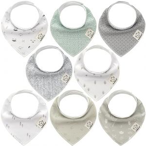 Bavoirs super absorbants en coton bio pour tout-petits, nouveau-n&eacute;s, b&eacute;b&eacute;s de 0 &agrave; 6 mois, bavoirs b&eacute;b&eacute; de 6 &agrave; 12 mois, bavoirs de dentition, bavoirs pour b&eacute;b&eacute; pour sevrage (nordique) (KeaBabies, neuf)