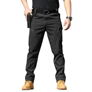Onsoyours Pantalon Cargo Homme Multipoches Zippé Mince Combat de Travail Imperméable Militaire Tactique pour Casual Activités en Plein Air B Noir XL (Dear Shall Good Inc., neuf)