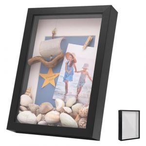 YUNXCNA Cadre Photo 3D, Cadre Photo Profond à Remplir 20 x 25 cm, avec Plaque Acrylique Transparente, Cadre Objet 3D Profond 3cm, Cadre Stéréoscopique Carré, Décoration Murale Stéréoscopique, Noir (TZMH Eur, neuf)