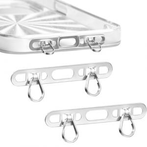 NUOOO Languette d'attache de téléphone pour iPhone - Cordon en métal avec 2 anneaux - Languettes pour téléphone portable, Argenté., 4.5x0.7cm (Luoluo Wonderful Store, neuf)