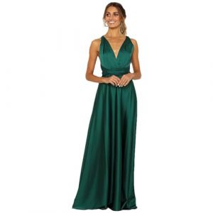 Jamron Femme El&eacute;gant Col en V Profond Robe Satin de Soir&eacute;e Multi Way Robe Portefeuille Robe de Bal Maxi Longue Vert SN0703227 L (No.7 Fashion House, neuf)