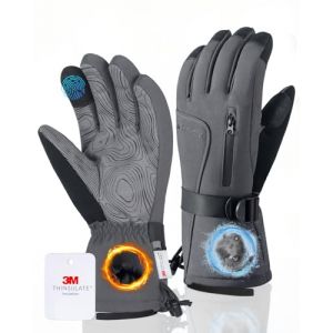 GXCROR Gants d'hiver pour homme et femme, gants de ski imperm&eacute;ables pour &eacute;cran tactile avec Thinsulate 3M de chaleur -30 &deg;C, gants coupe-vent pour temps froid pour ski, snowboard, motoneige (HENGKING, neuf)