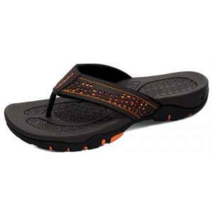 ChayChax Tongs Homme Sandales de Sports Soutien de Voûte Plantaire Flip Flop Chaussures de Plage et Piscine Antidérapant,Marron,47 EU (Yooeenn, neuf)