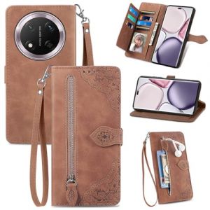 Fertuo Coque pour Honor Magic 7 Lite 5G, Étui Housse en Cuir PU à Rabat avec Porte Carte, Chiusura Magnétique [Motif de Fleur] Flip Cover TPU Case Antichoc Portefeuille pour Honor Magic 7 Lite, Marron (Fertuo Store, neuf)
