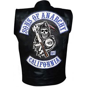 Aksah Fashion Sons of Anarchy Highway Gilet de moto en cuir noir pour homme, cuir, L (AKSAH FASHION LIMITED, neuf)