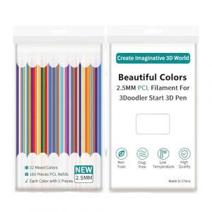Cyberwork 32 Couleurs Filament PCL 2,5 mm Recharge pour Stylo 3D Enfant, 160 Brins (5 par Couleur, 15 cm), Non Toxique, Anti-Bouchage, Basse Temp&eacute;rature, Haute Qualit&eacute;, Compatible Stylo 3Doodler Start (Cyberwork, neuf)