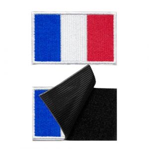 SUCIKORIO Lot de 2 &eacute;cusson &agrave; Coudre France Tissus Patch Autocollant Textile &eacute;cusson Drapeau Fran&ccedil;ais Ecusson Scratch Militaire Patchs Brod&eacute;s Airsoft Patch Pour Sac &agrave; Dos, Conception de Bricolage (Darmoo, neuf)