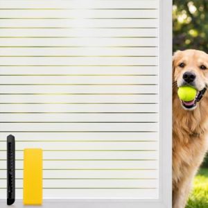 Aurathon Film Fenetre Anti Regard Film Occultant Fen&ecirc;Tre 119.5x200cm,Film Opaque Fenetre Rayures Tir&eacute;es Bon Intimit&eacute; avec Kit Pose Electrostatique Anti UV Chaleur pour Cuisine Maison (YChuang-EU, neuf)