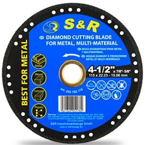 S&R Disque diamant 115 mm - Meule à tronçonner Fer, Metal, Bois, Pierre, Plastique pour Meuleuses d'Angle. Disque Meuleuse 115 et 125 mm (Werkzeugbar, neuf)