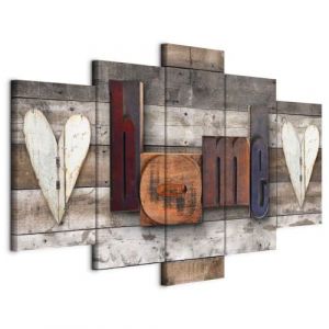 murando - Tableau décoratif créatif 100x50 cm - Impression sur toile colorée - Décoration murale - Inscriptions en bois en anglais rétro coeurs texture fond vintage m-C-0252-b-m (murando, neuf)