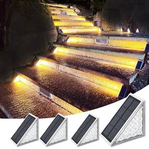 Talwei Lampes solaires d'extérieur, Lampe solaire pour escalier, éclairage solaire pour escalier,Super lumineux pour cour, patio, pelouse, marches d'entrée (Blanc Chaud, 4 Pcs) (Talwei, neuf)